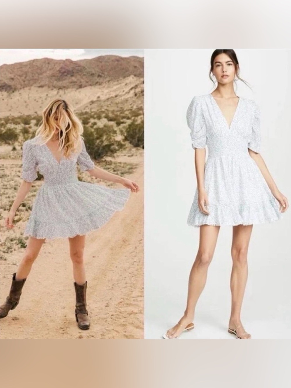 Cleobella Sadie Mini Dress Primrose Floral Print White Blue Size XS